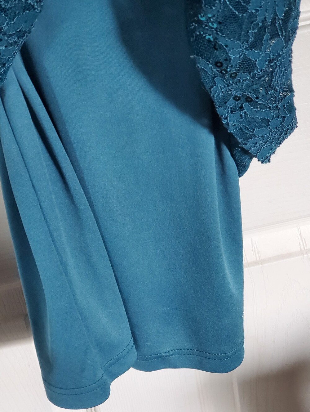 Teal Lace Sequin Short Sleeve Sheath Dress 18 - Picture 4 of 7